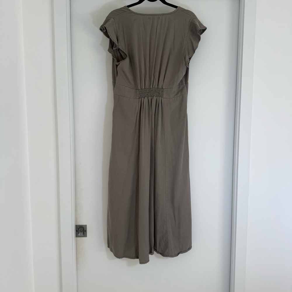 Quince Vintage Wash Tencel Button Front Midi Dress Olive Green Large Cottagecore - Picture 10 of 14